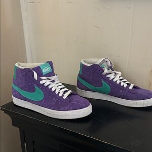 Nike Purple and Teal High-Top Sneakers